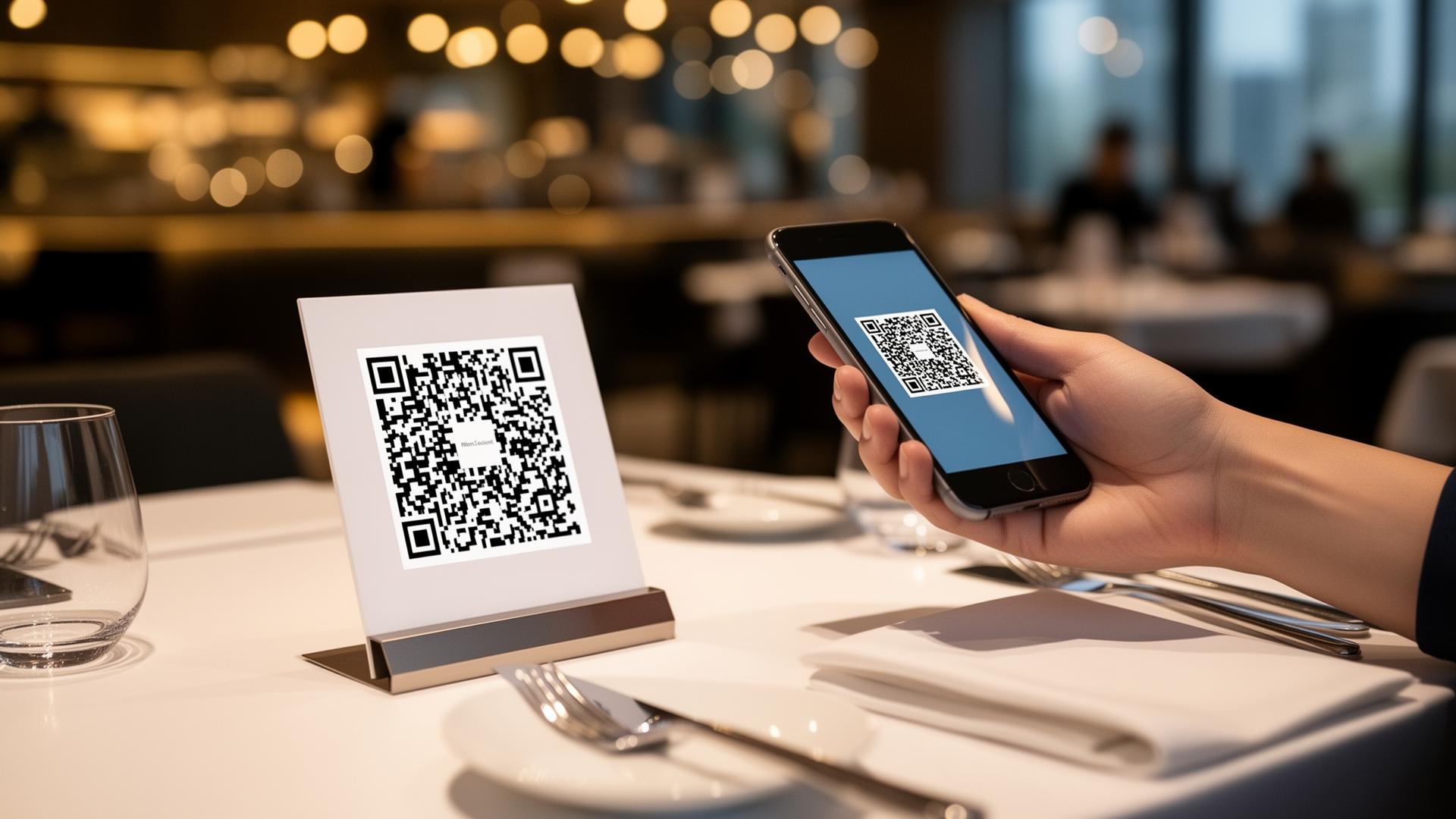 QR en mesa de restaurante